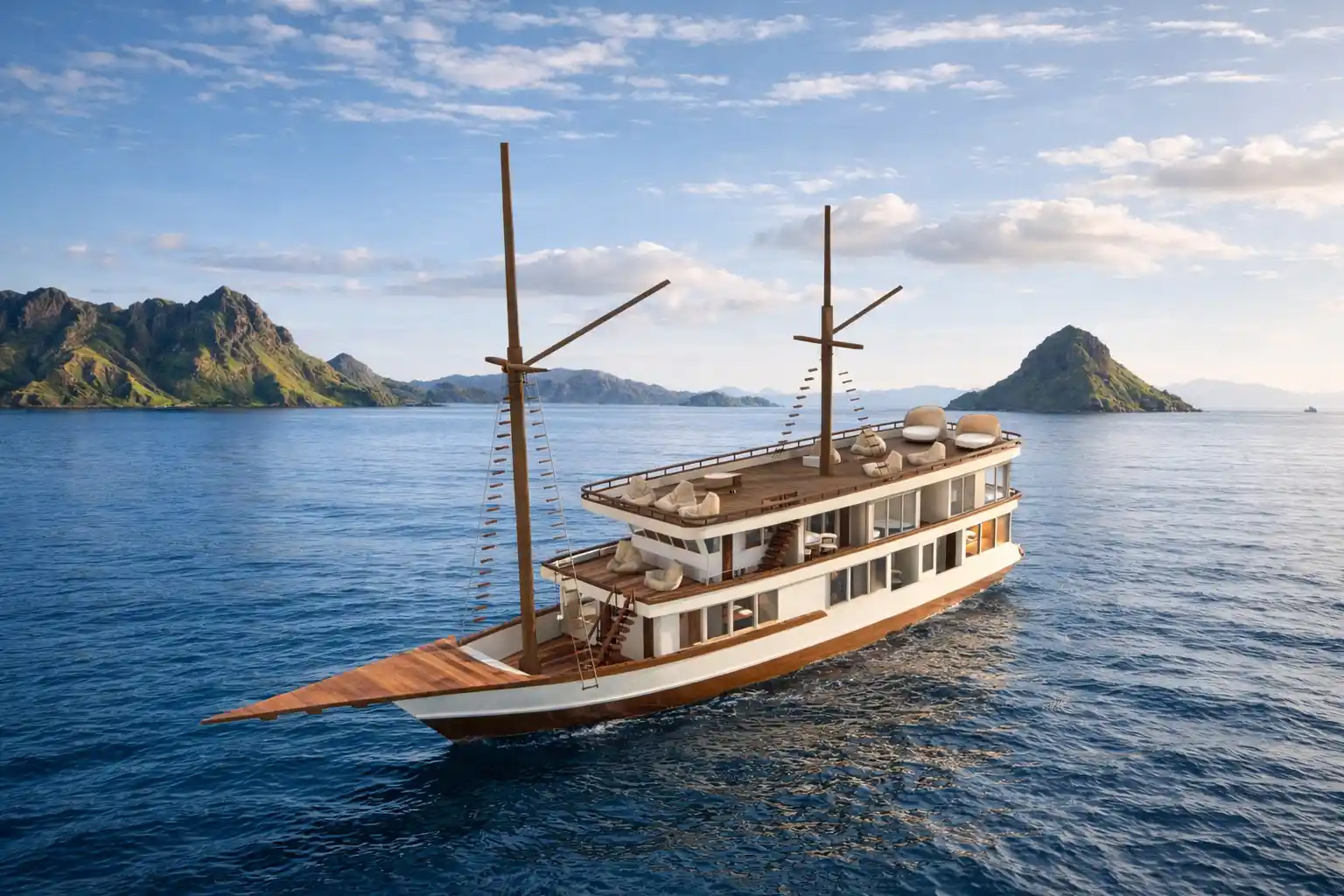 Sewa Kapal Phinisi Luxury Labuan Bajo Aura Suci